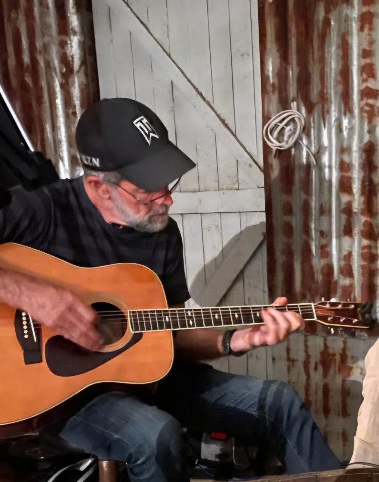 <p>Playing guitar in the shed</p>